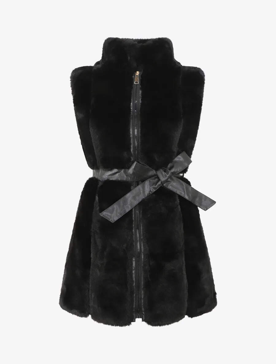 Veste longue ceinturée et zippée - Noir