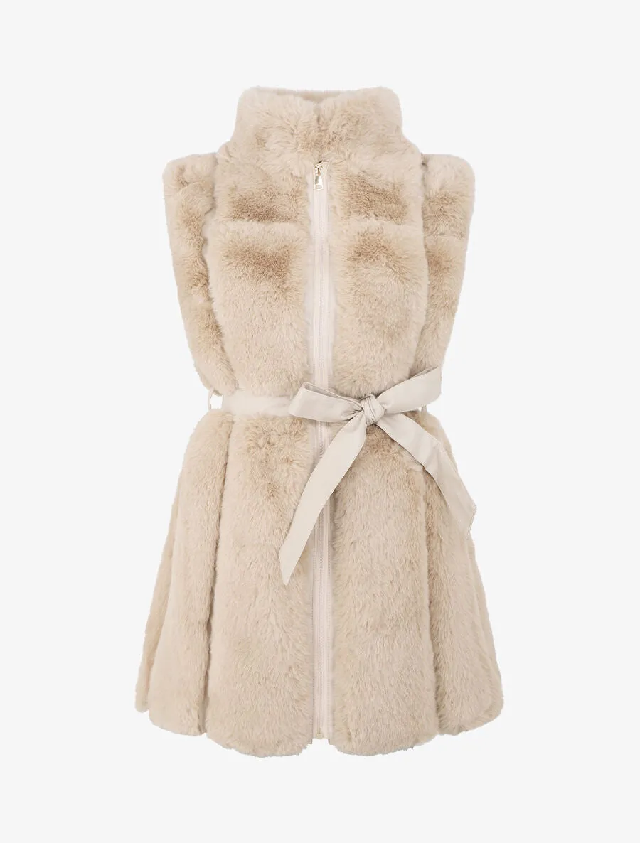 Veste longue ceinturée et zippée - Beige