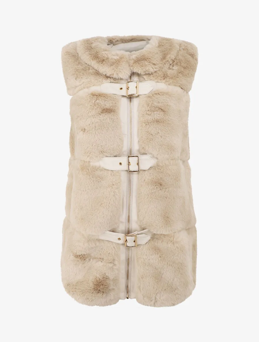 Veste à fermeture sanglée et zippée - Beige