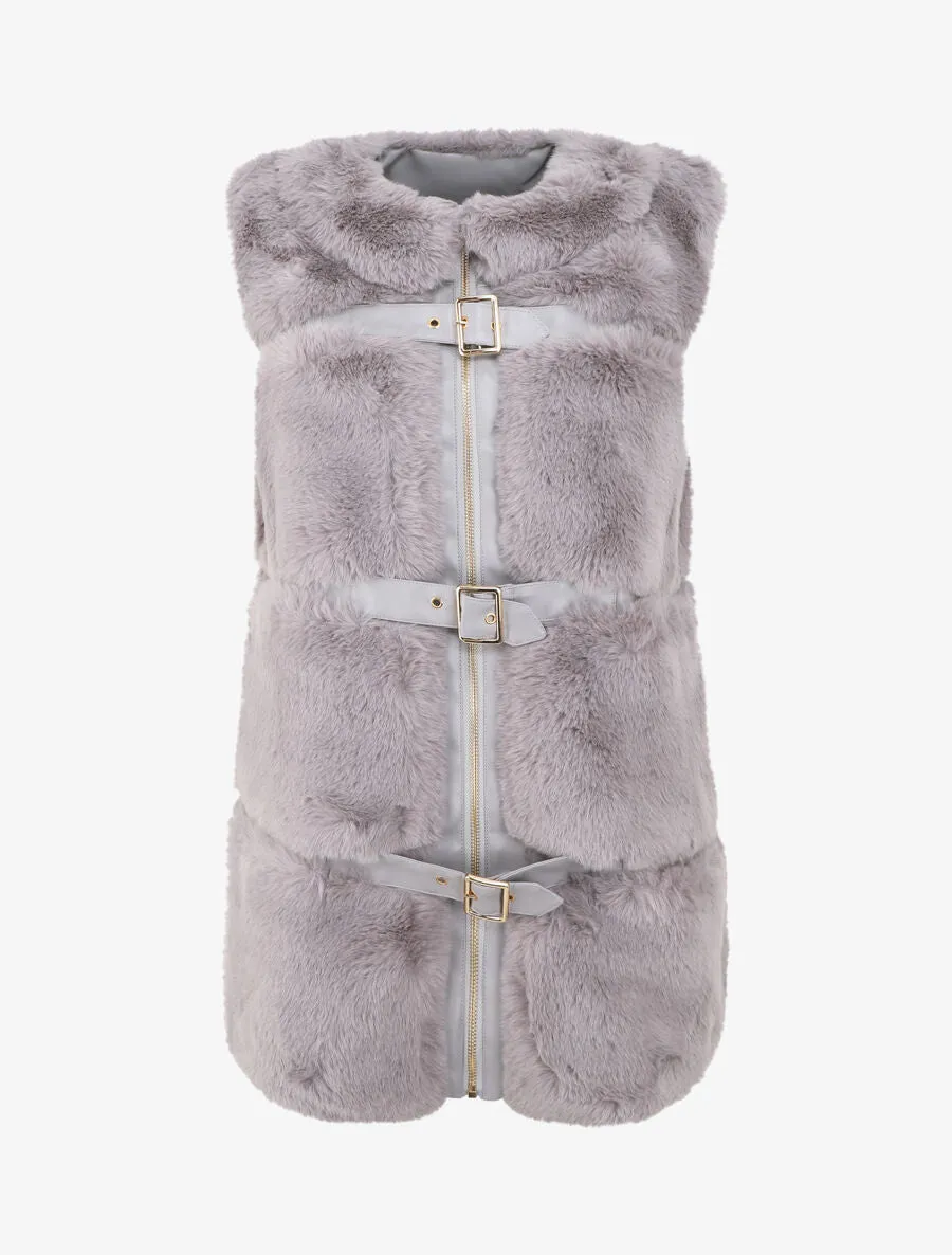 Veste à fermeture sanglée et zippée - Gris