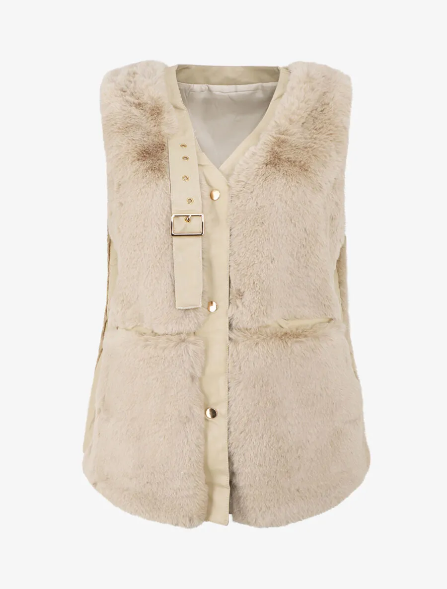 Veste sans manches à sangle décoratif - Beige