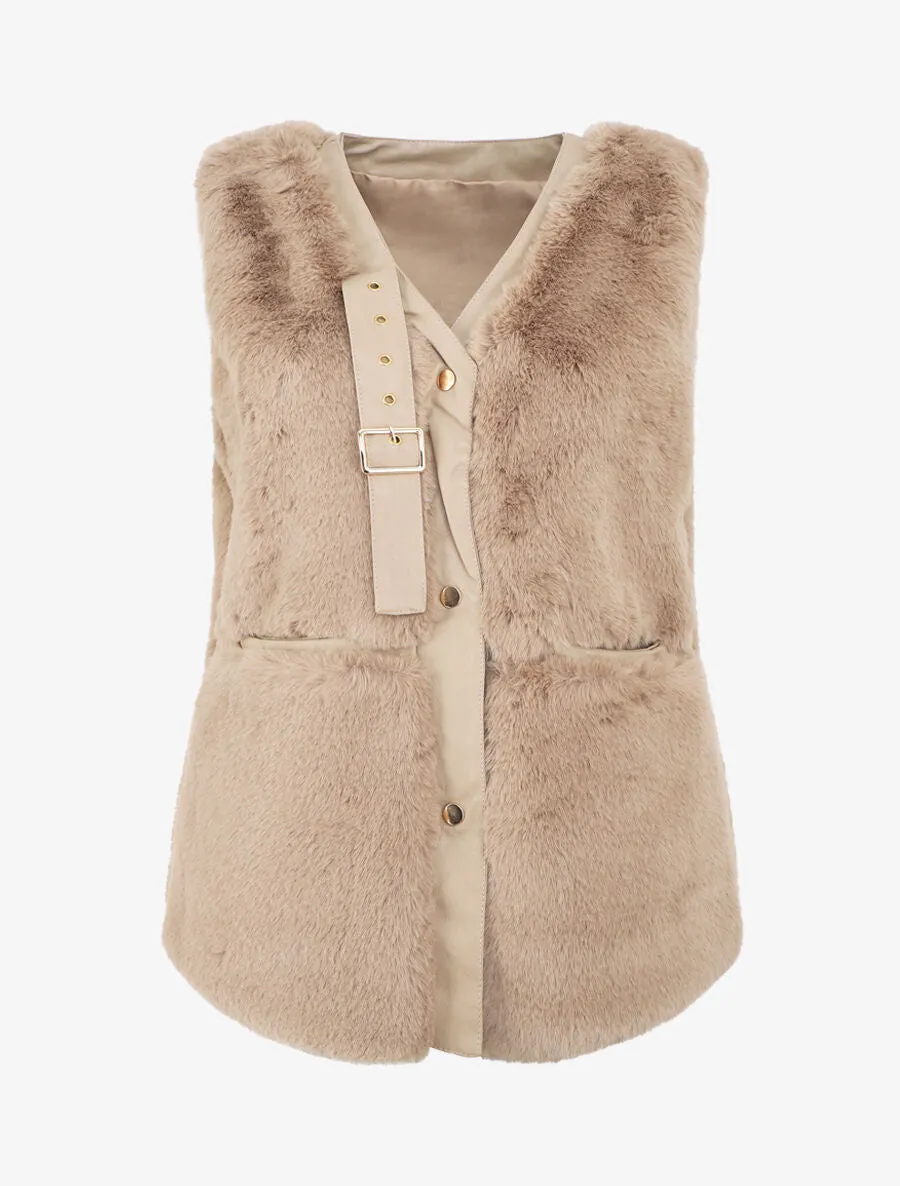 Veste sans manches à sangle décoratif - Taupe