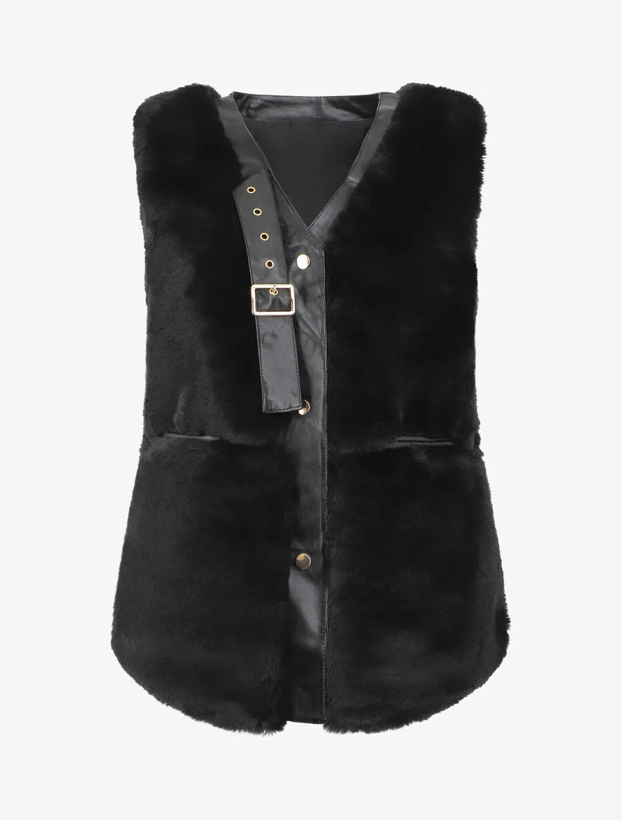 Veste sans manches à sangle décoratif - Noir