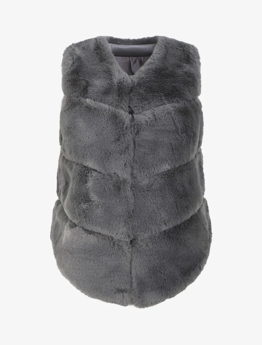 Veste sans manches en fausse fourrure - Gris