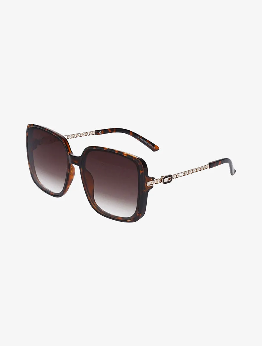 Lunettes de soleil oversize branches fantaisies - Marron