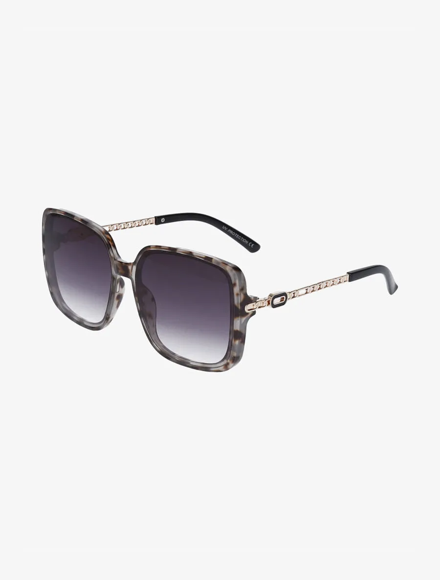 Lunettes de soleil oversize branches fantaisies - Taupe