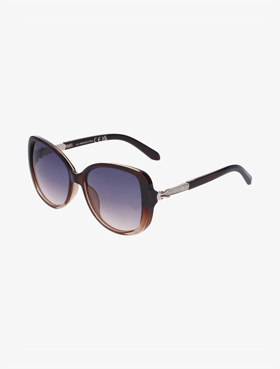 Lunettes de soleil oversize ronde - Camel