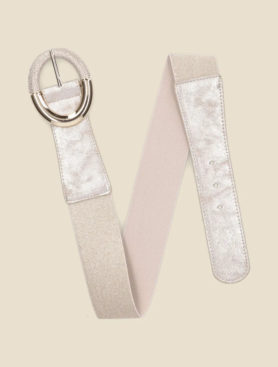 Ceinture élastiquée unie à boucle irisée - Or