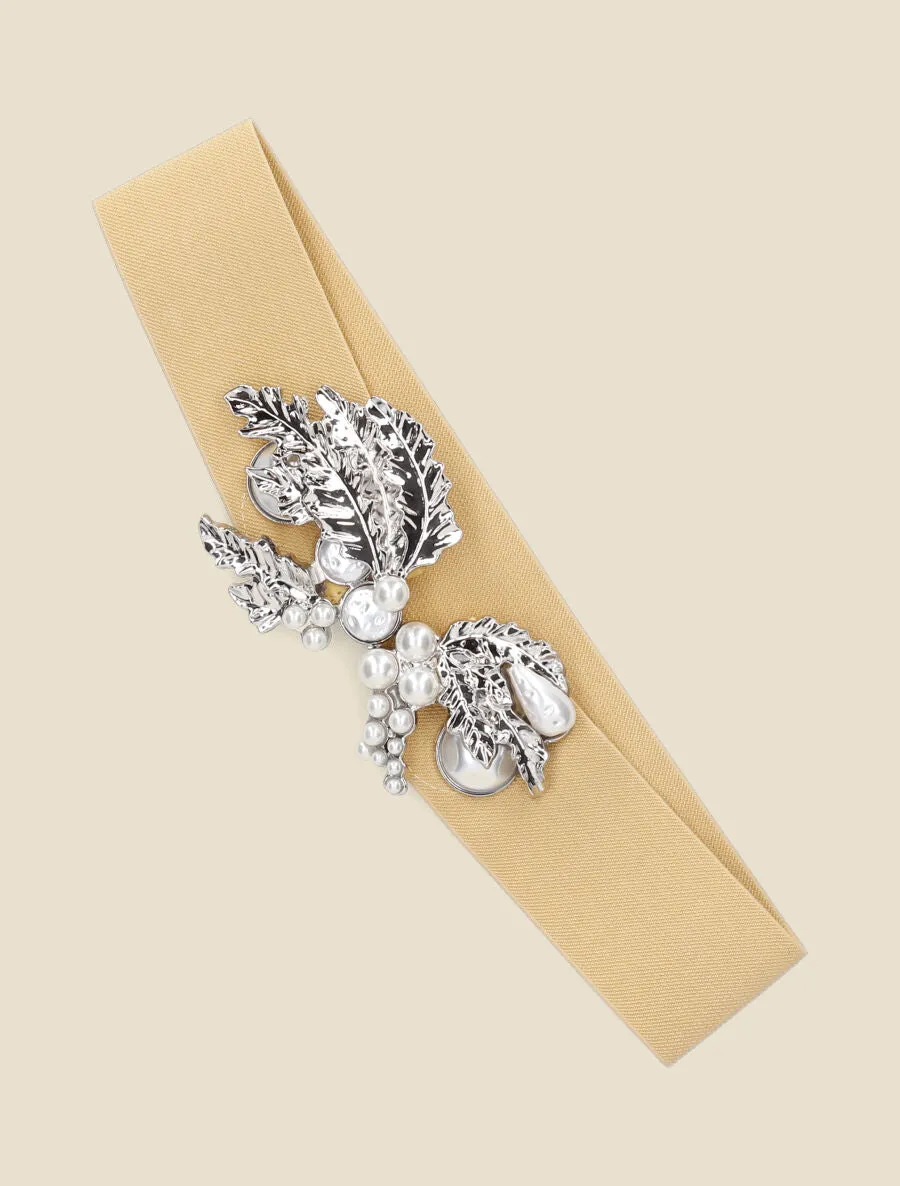 Ceinture à boucle fantaisie et perles - Jaune