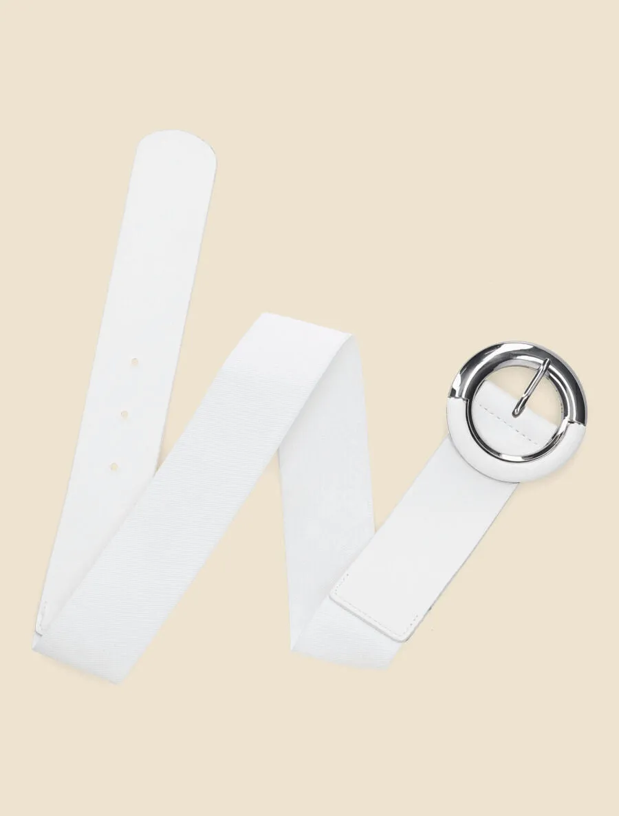 Ceinture élastiquée à boucle ronde - Blanc