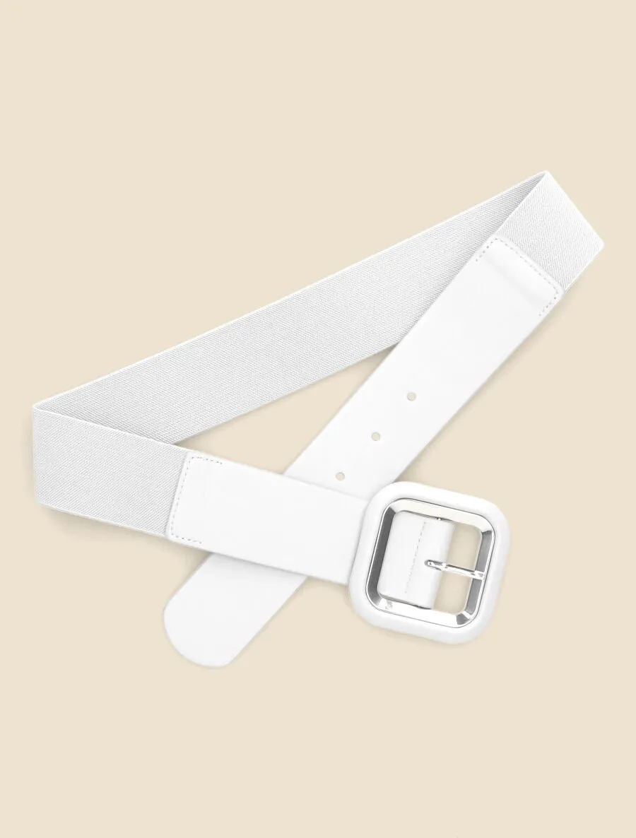 Ceinture à boucle carrée en simili - Blanc