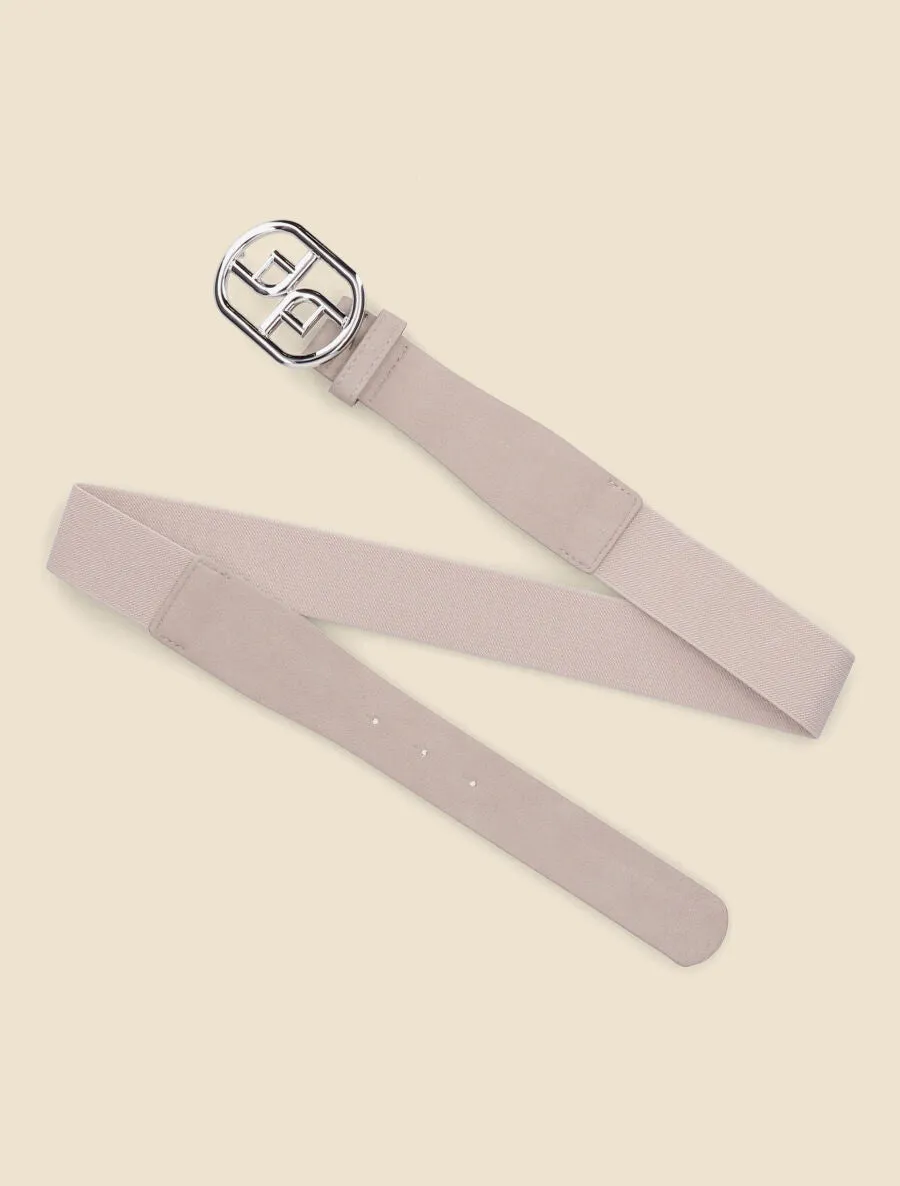 Ceinture élastiquée à boucle fantaisie - Beige