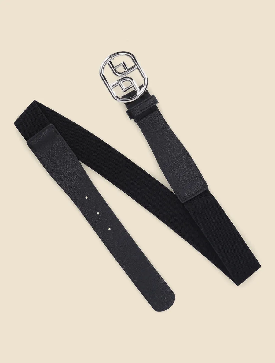 Ceinture élastiquée à boucle fantaisie - Noir