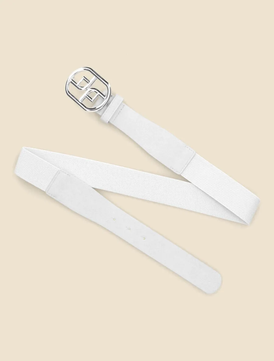 Ceinture élastiquée à boucle fantaisie - Blanc