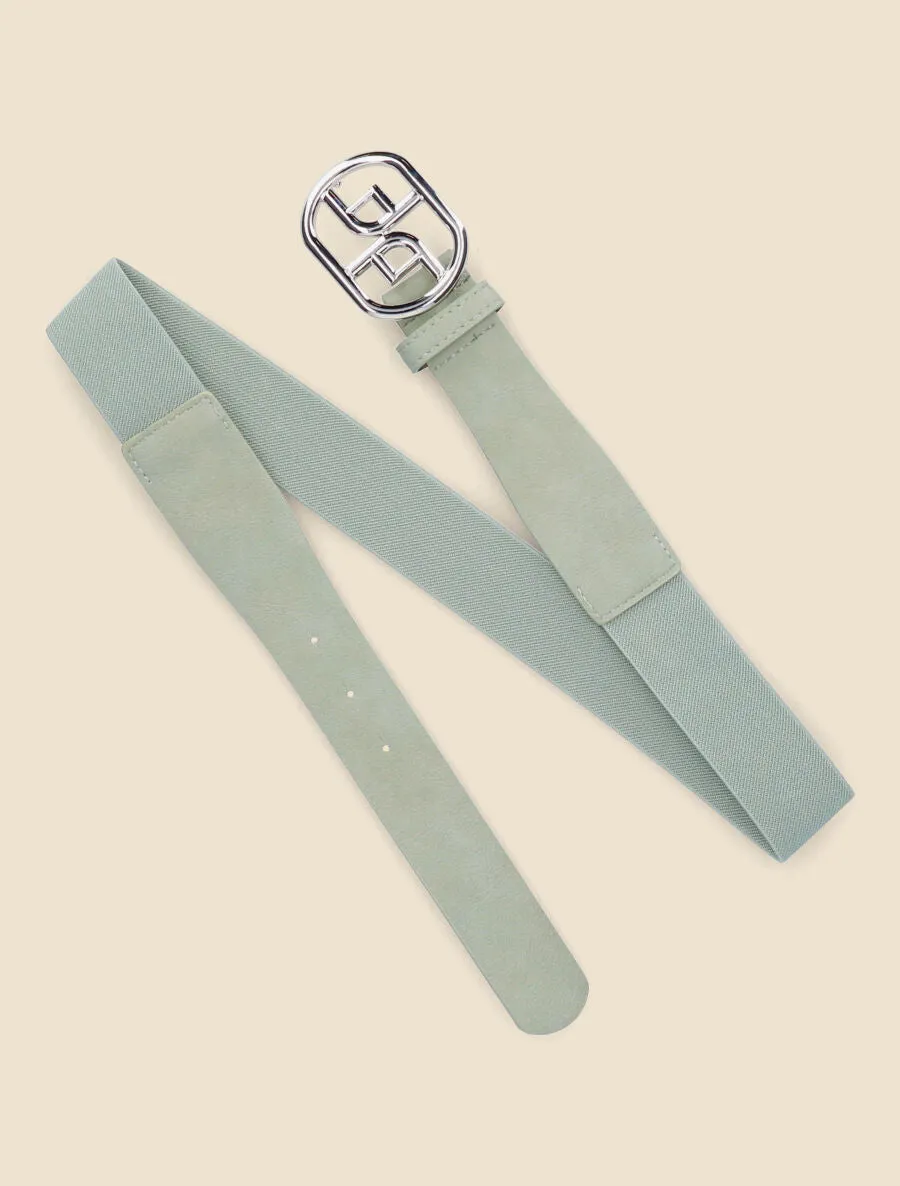 Ceinture élastiquée à boucle fantaisie - Vert d'eau