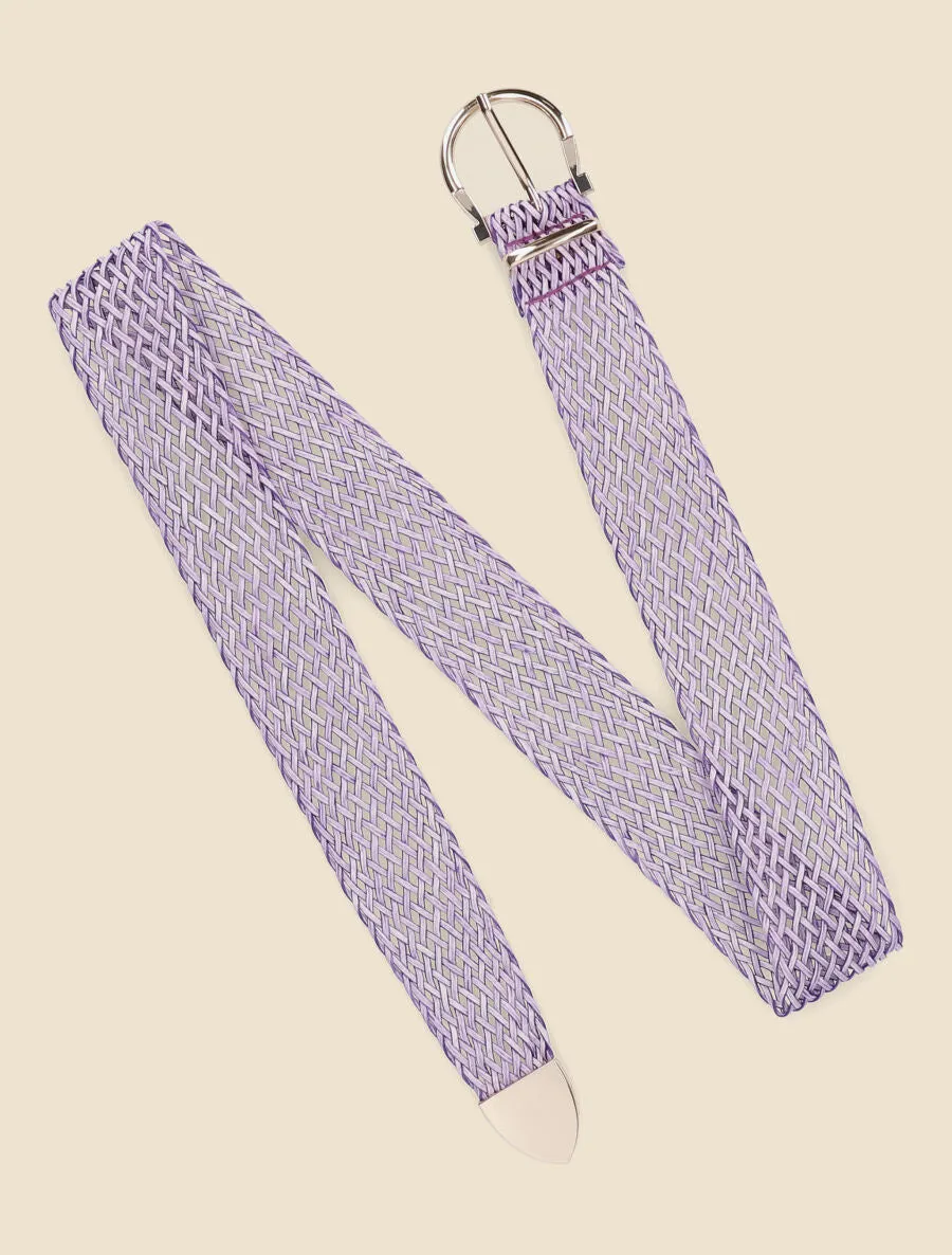 Ceinture tressée à boucle métallique - Violet