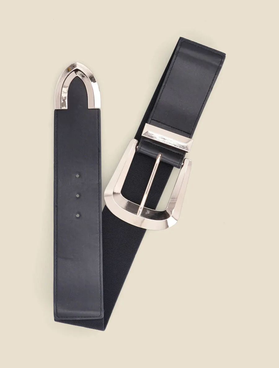 Ceinture à grosse boucle métallique - Noir/or