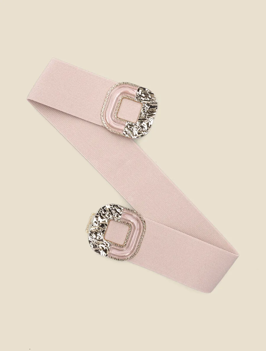 Ceinture à boucle martelée et laquée - Rose