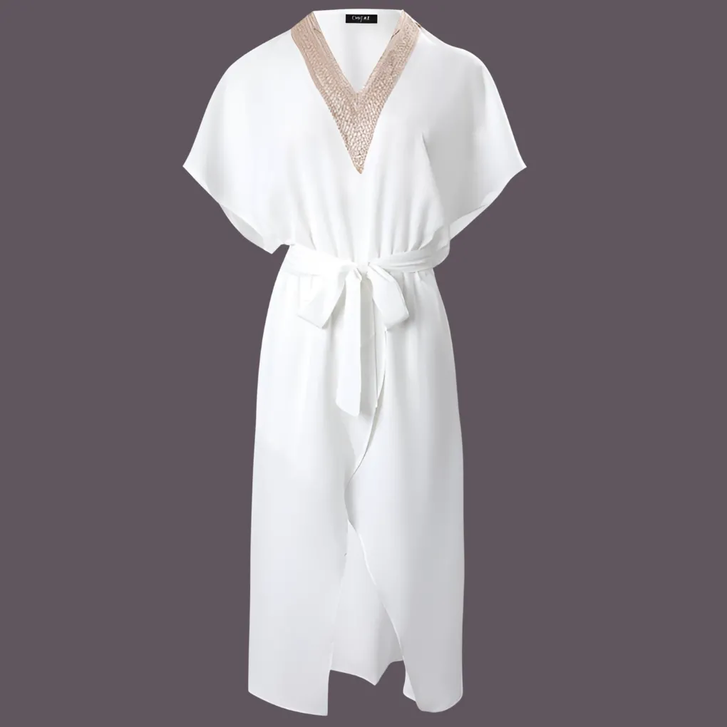 Robe midi moderne à col en V