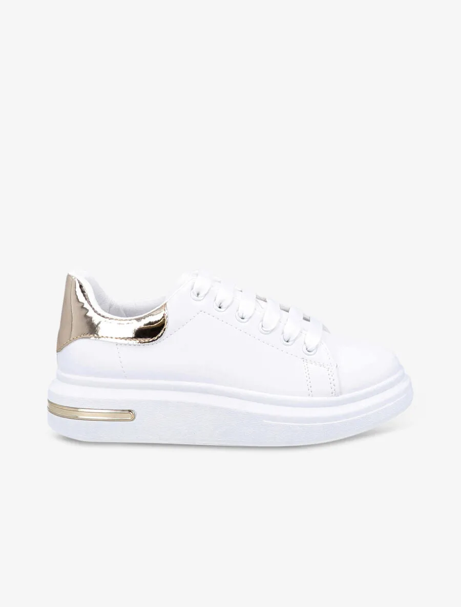Baskets en simili à contrefort métallique - Blanc/or
