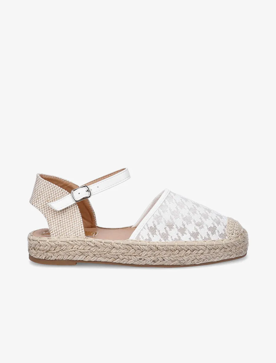 Espadrilles à motif pied de poule - Blanc