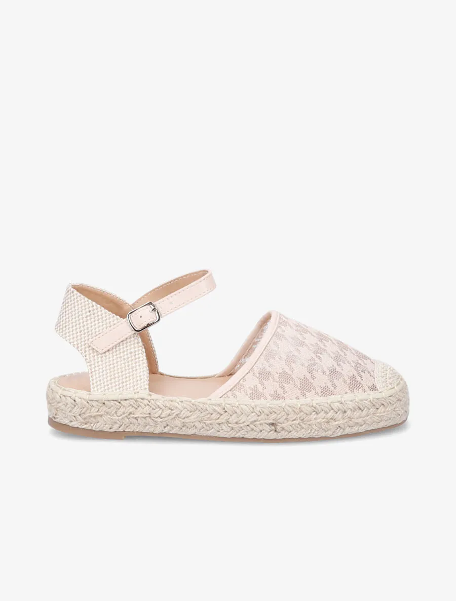 Espadrilles à motif pied de poule - Beige