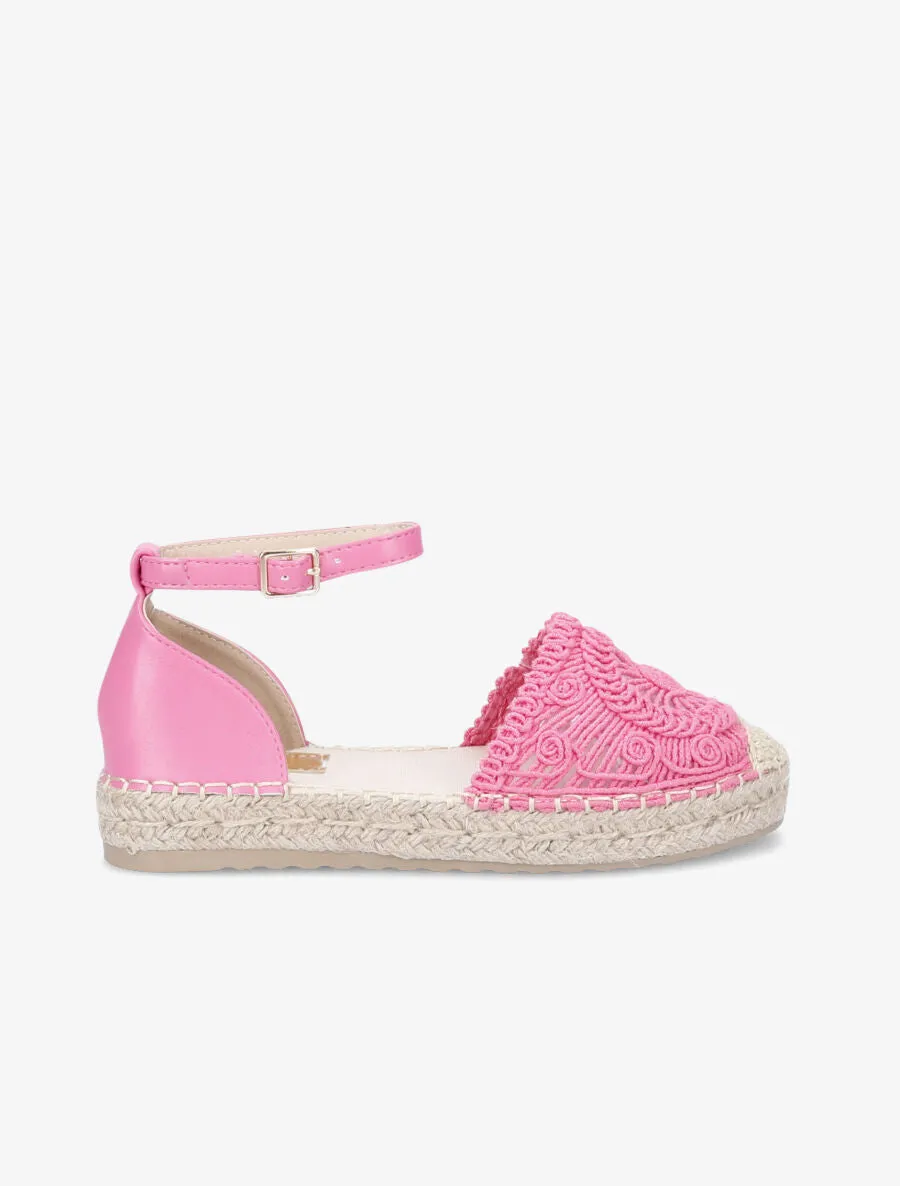 Espadrilles en crochet et simili - Fushia
