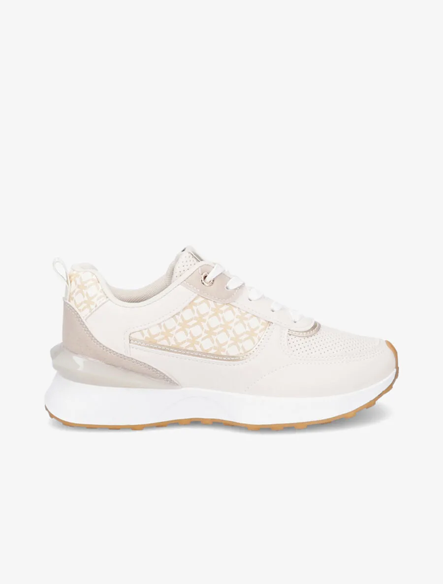 Baskets à imprimé et contrefort stylisé - Beige