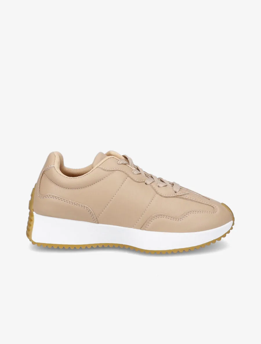 Baskets compensées en simili - Taupe