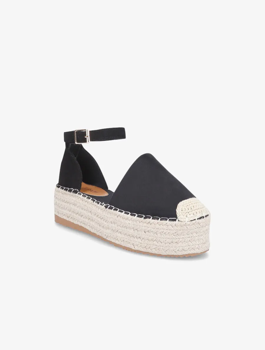 Espadrilles basique en suédine à plateforme - Noir