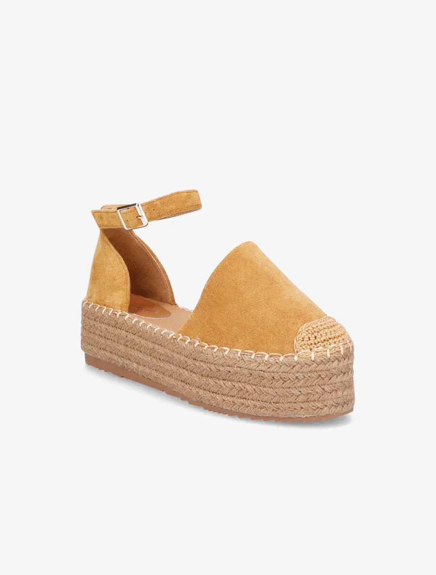 Espadrilles basique en suédine à plateforme - Camel