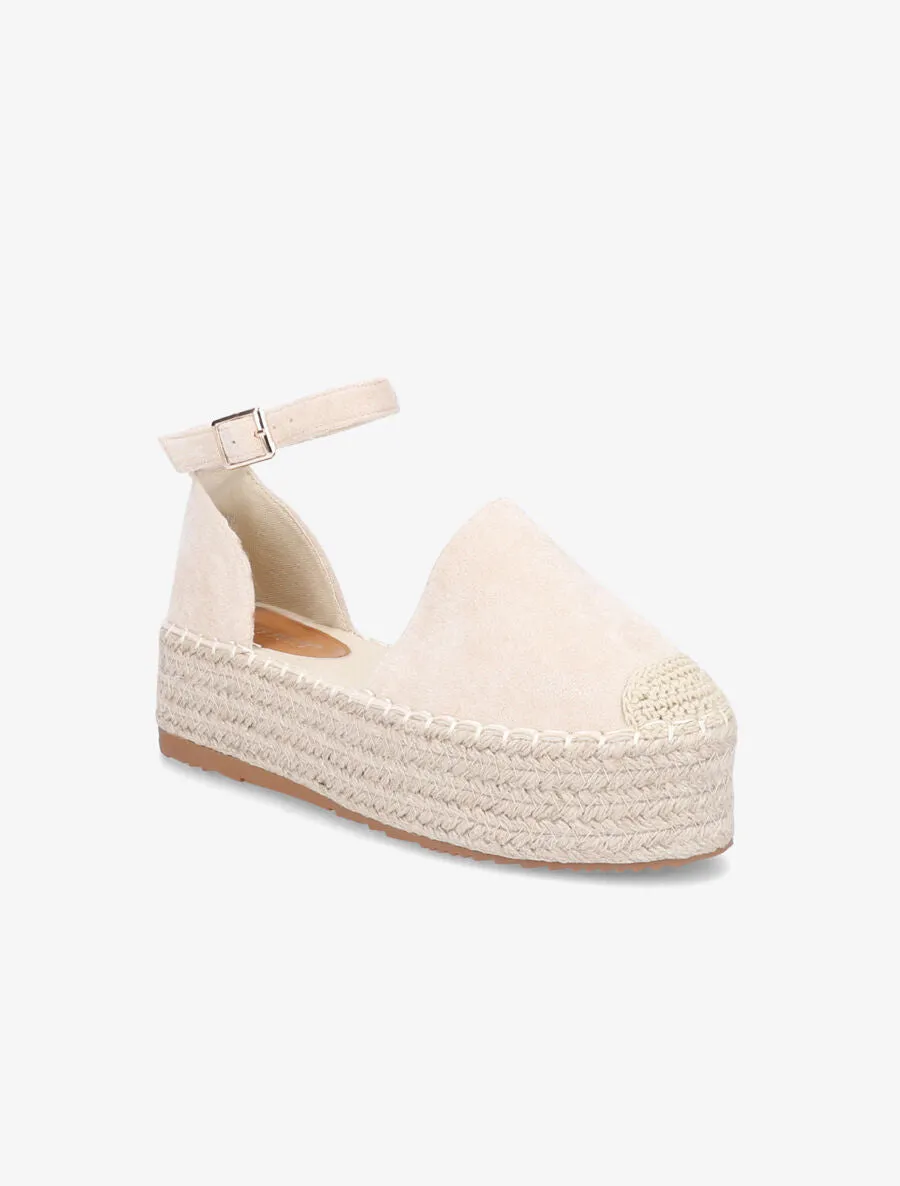 Espadrilles basique en suédine à plateforme - Beige