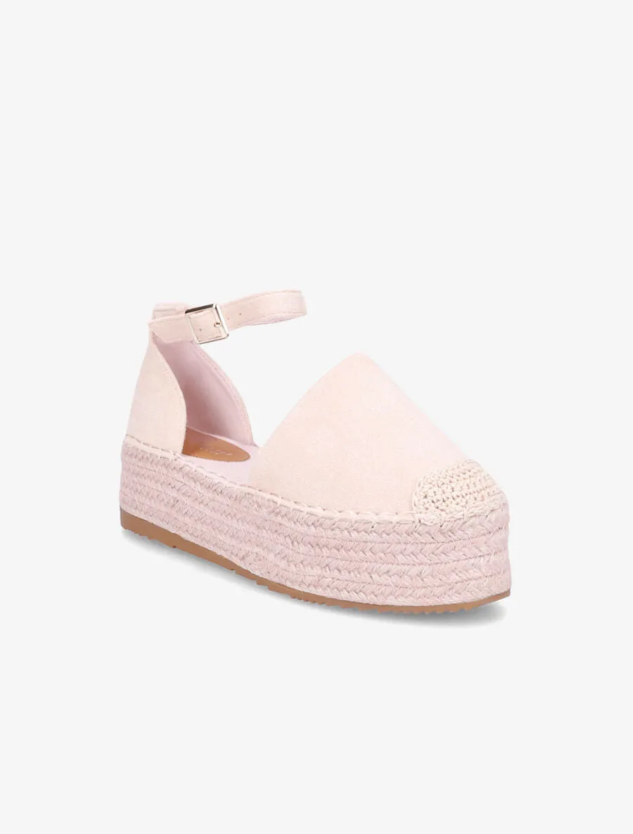 Espadrilles basique en suédine à plateforme - Rose