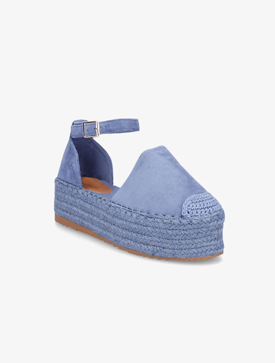 Espadrilles basique en suédine à plateforme - Bleu