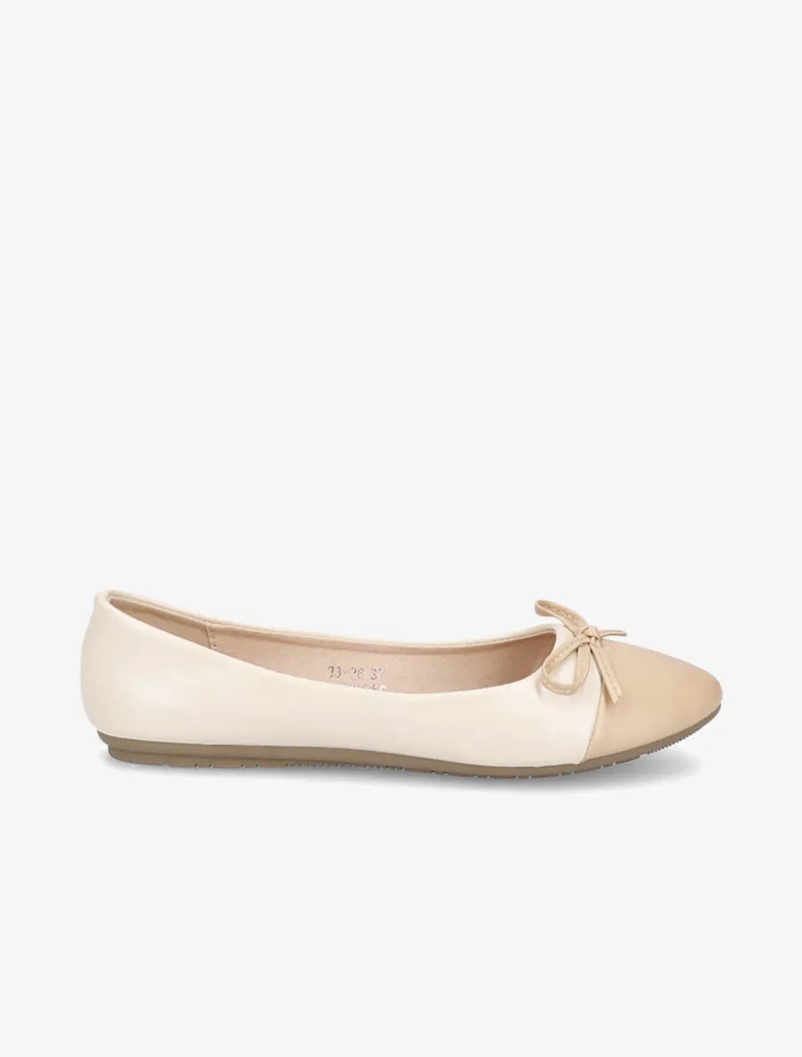Ballerines en simil à détail nœud - Nude
