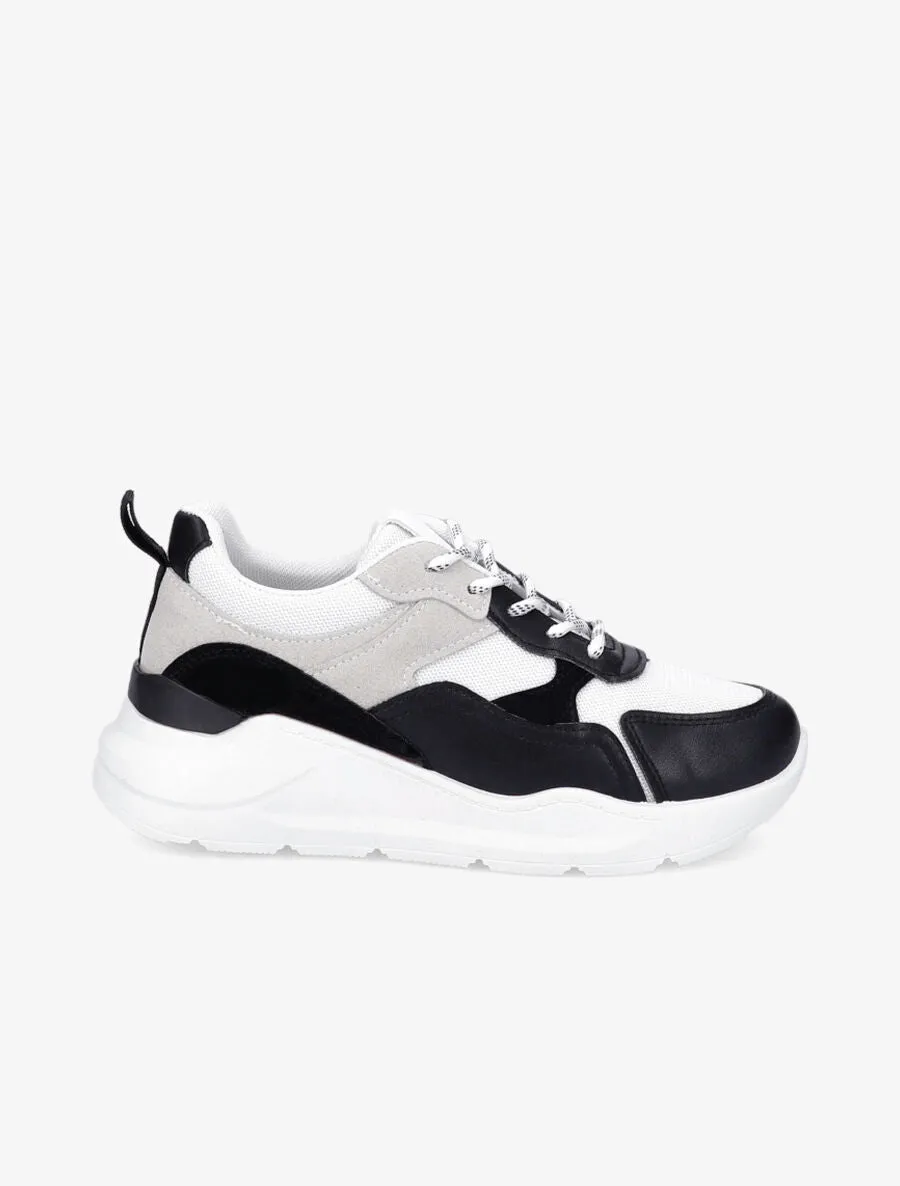 Baskets en simili et en suédine - Noir