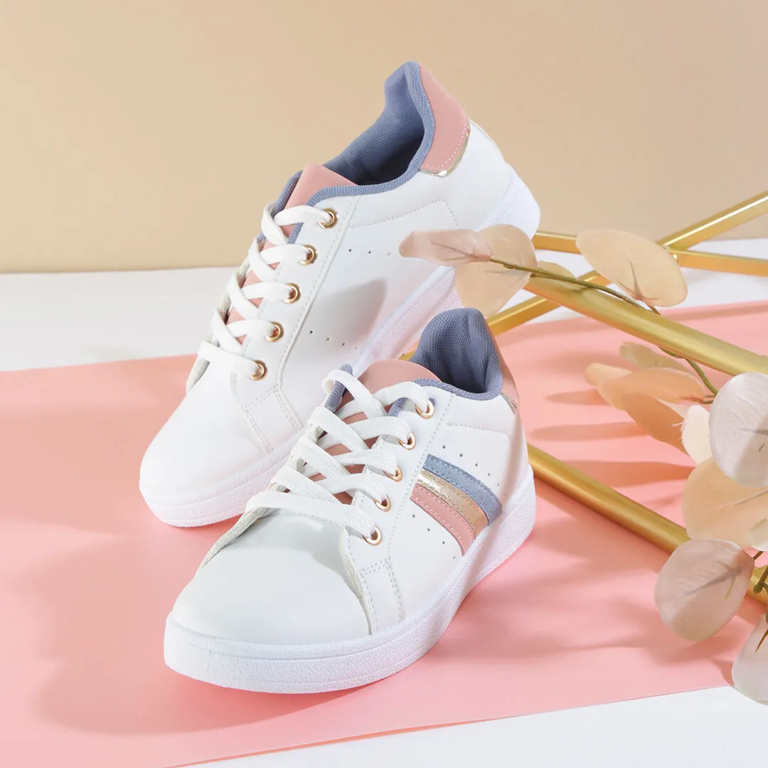 Baskets en simili à détail irisé - Bleu