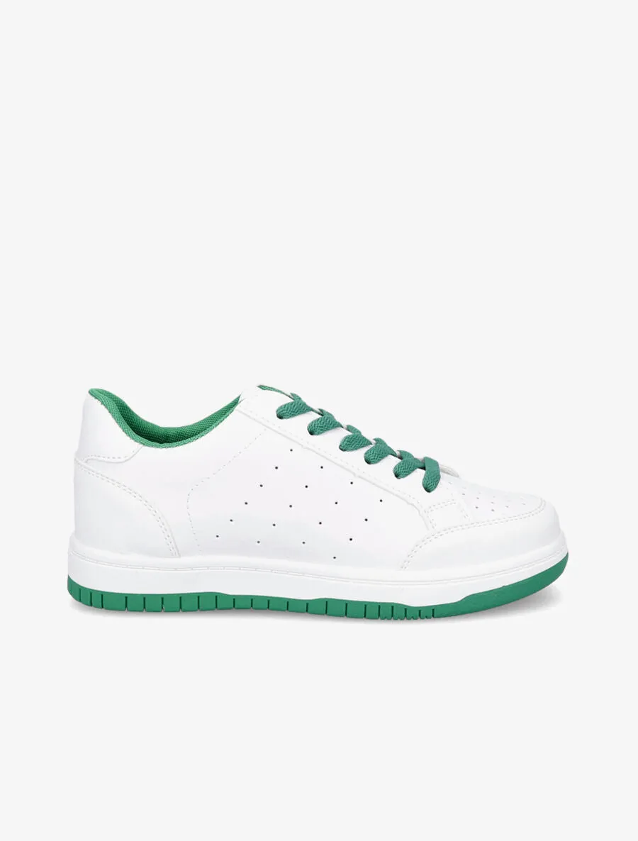 Baskets bicolore en simili - Vert