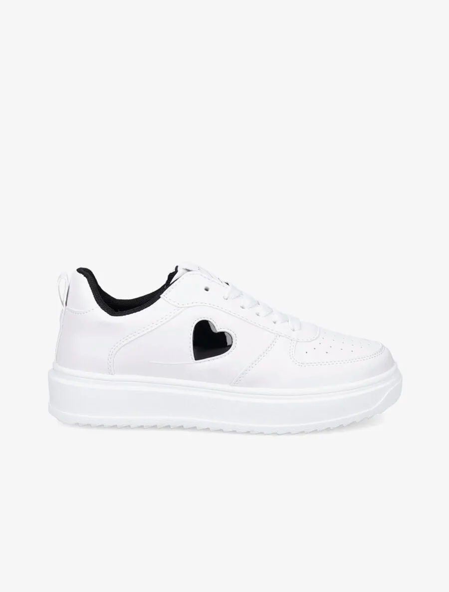 Baskets coeur en simili - Noir/blanc