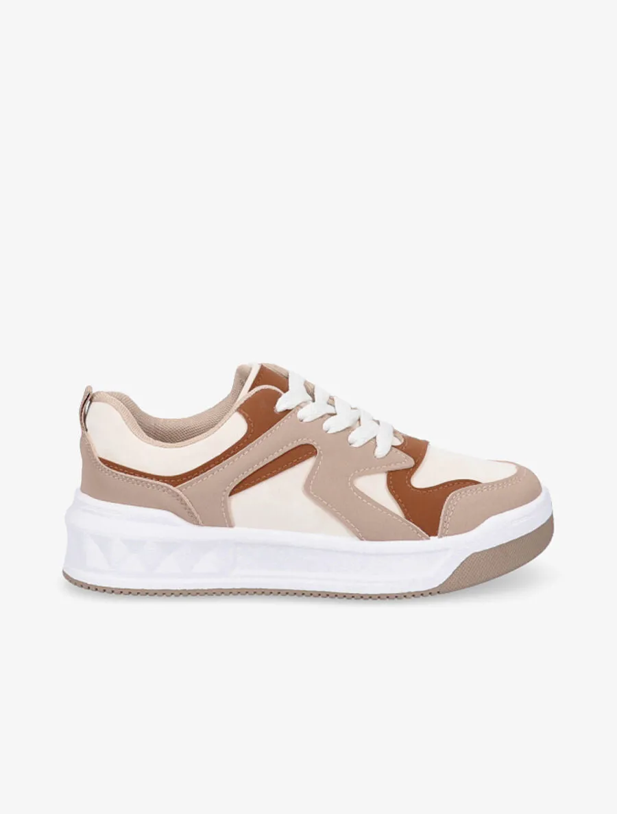 Baskets à semelles texturées - Taupe