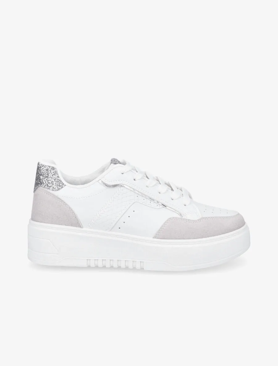 Baskets en simili à contrefort pailleté - Blanc