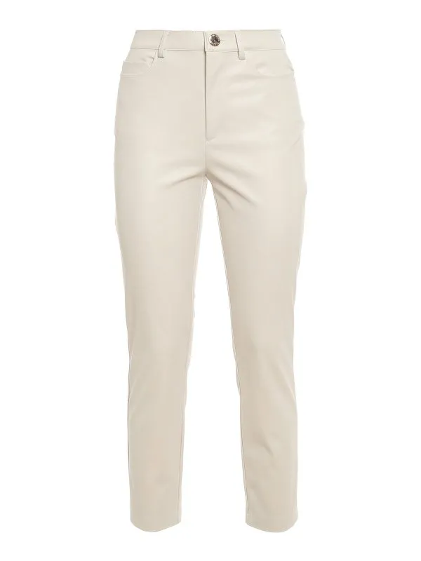 Pinko Pantalons En Cuir - Susan 14 - Blanc - Femme | 1G15ZV7105Z14