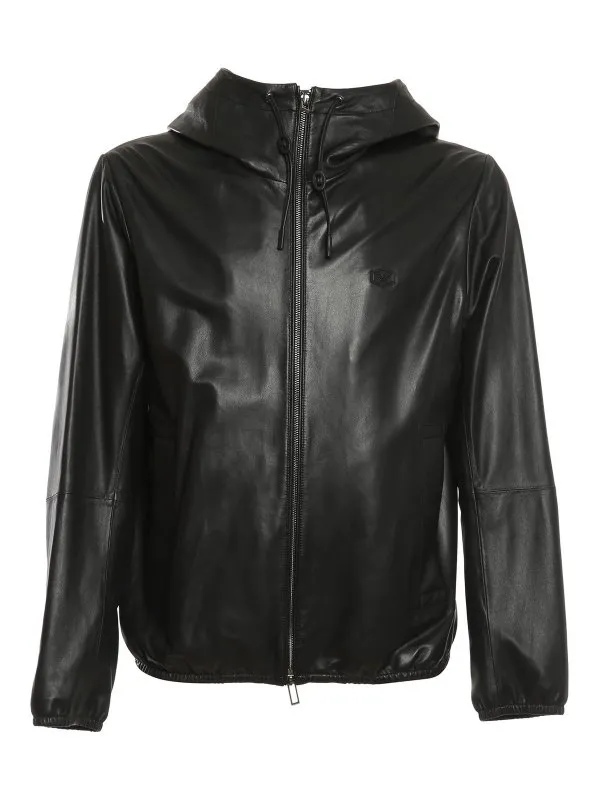Emporio Armani Blouson En Cuir - Noir - Noir | 01R54P01P54999
