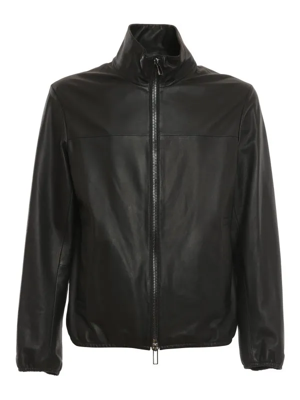 Emporio Armani Blouson En Cuir - Noir - Noir | 01R55P01P54999