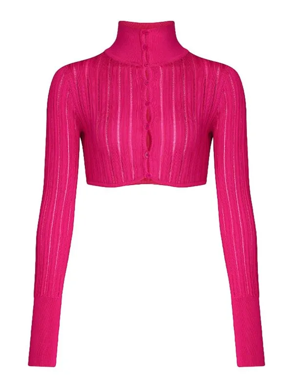 Alaïa Top à col haut - Fuchsia - Femme | AA9S02234M712446