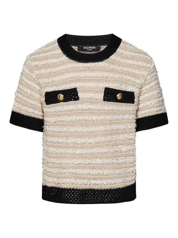 Balmain Pull Col Rond - Beige - Beige - Garçon | BU9A11X0126106NE