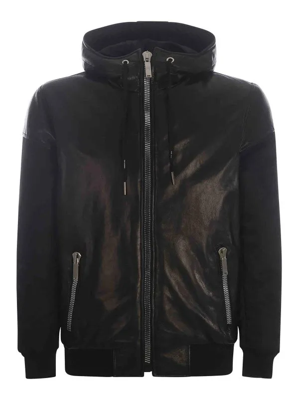 Yes london Blouson En Cuir - Noir - Noir - Homme | XNP8093NERO