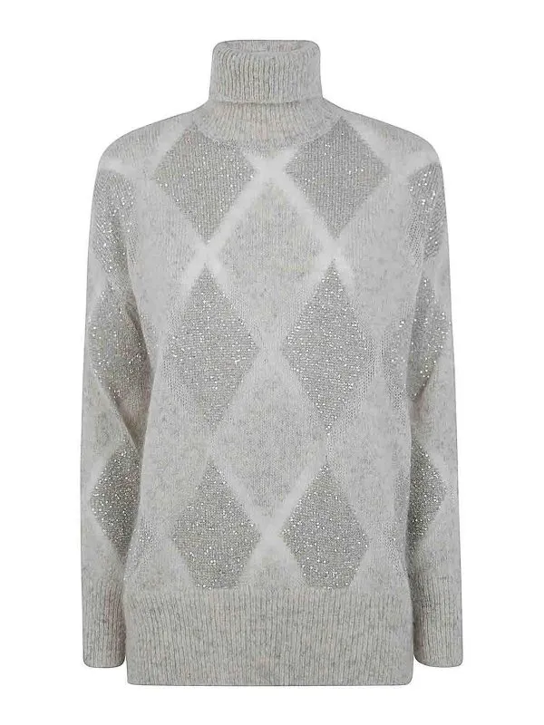 Brunello Cucinelli Pull Col Roulé - Gris - Gris | MCM518803CXL37