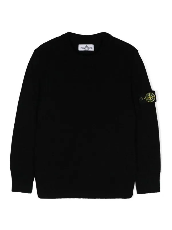 Stone Island Junior Pull Col Rond - Noir - Noir | 8116502Z1V0029