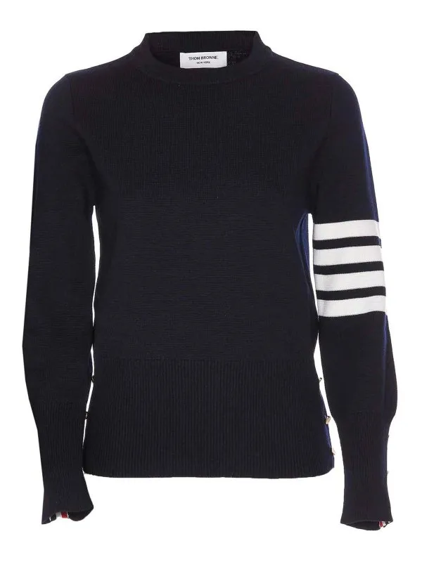Thom Browne Pull Col Rond - Bleu - Bleu - Femme | FKA239A00014415